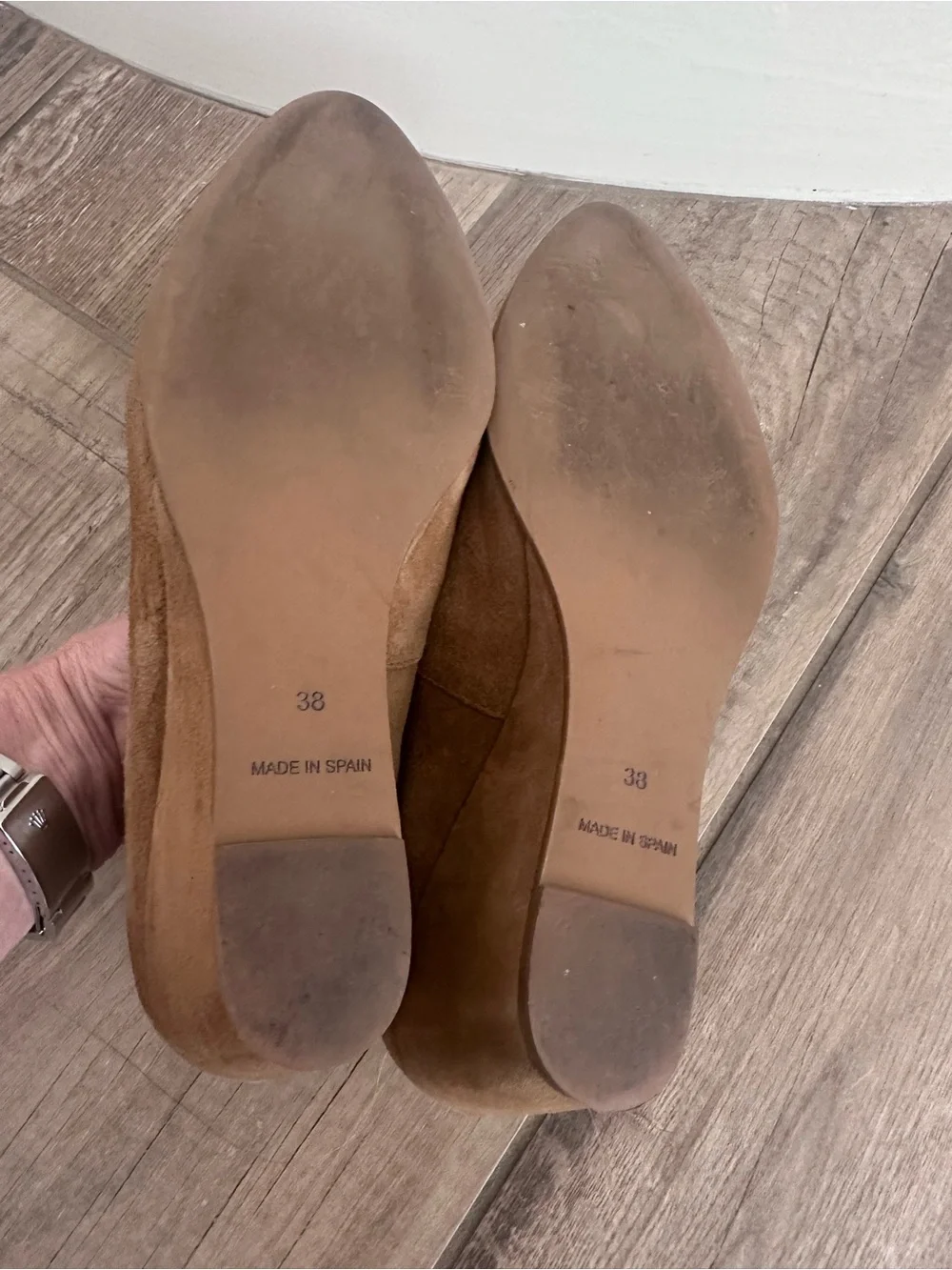 Viscata Barcelona Classic Suede Wedge Pumps - Camel, Sz 38